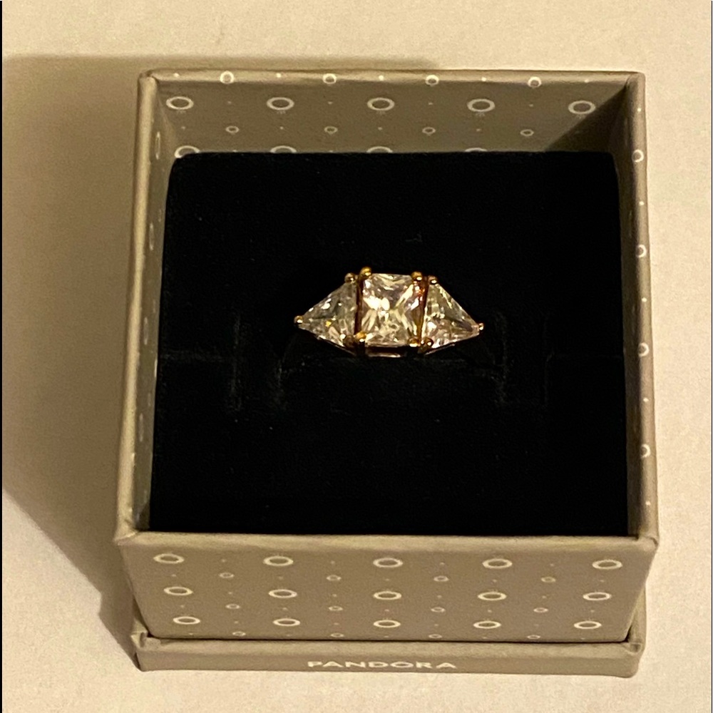 Vintage 3 Stone CZ Gold over Sterling Ring